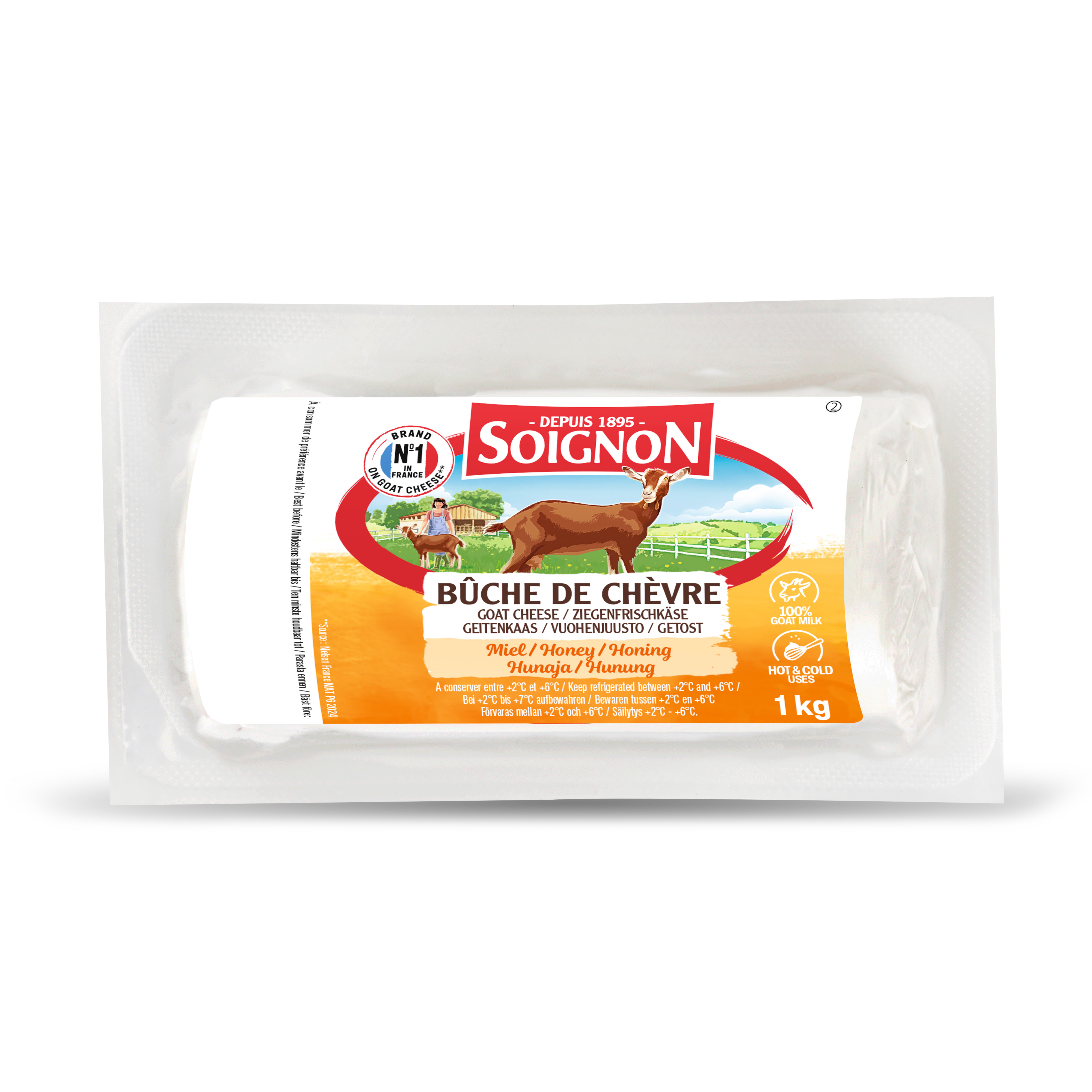 GOAT CHEESE LOG 1KG - HONEY