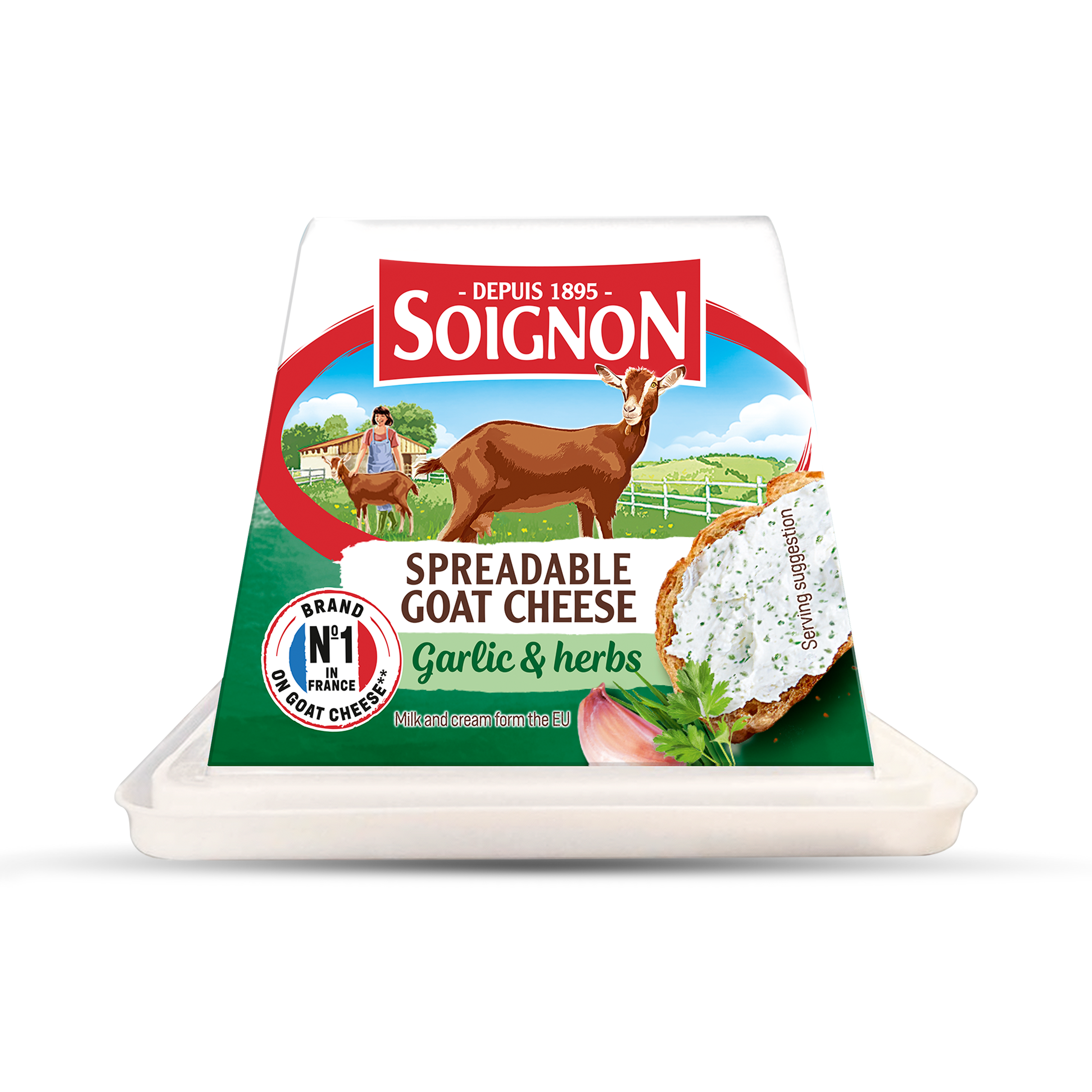 SPREADABLE GOAT CHEESE PYRAMID 140G - GARLIC AND HERBS