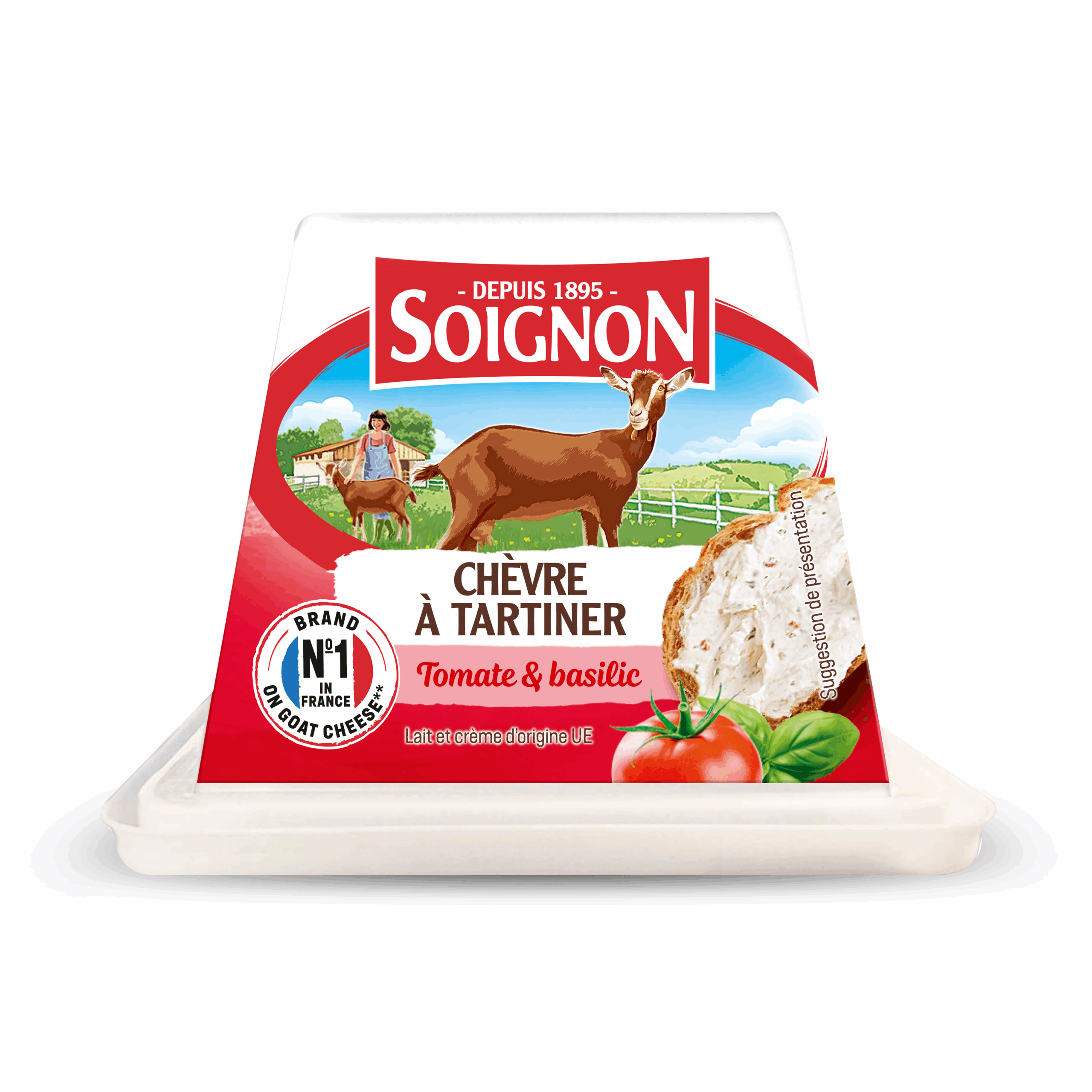 SPREADABLE GOAT CHEESE PYRAMID 150G – TOMATO & BASILIC